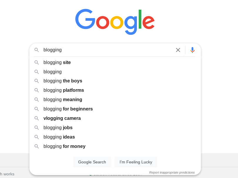Google search suggestions